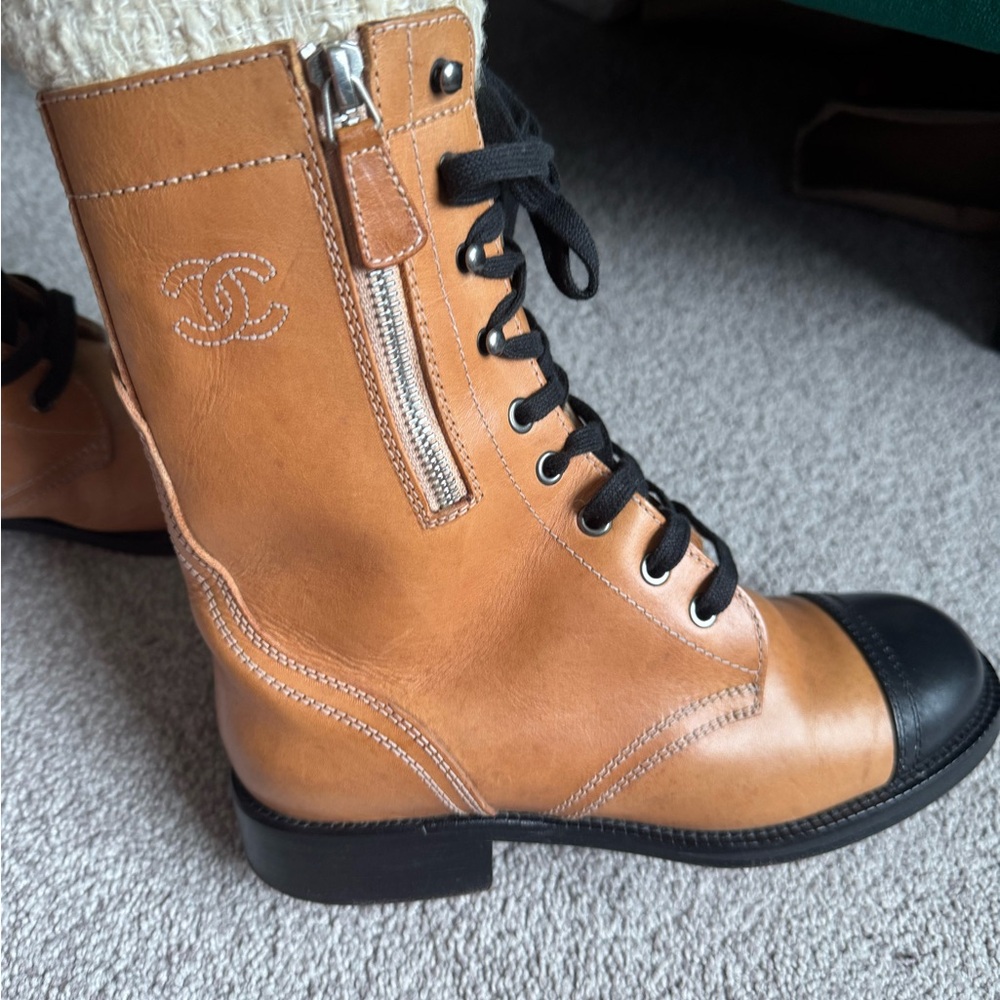 Chanel Tweed Top Black Toe boots - Picture 3 of 8